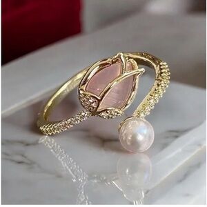Tulip Bud Gold Plated Ring Women Fashion Adjustable Ring
